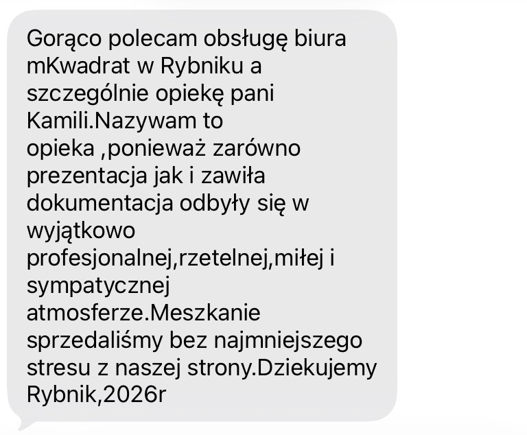Opinia Klientki Alina N. o biurze nieruchomości MKWADRAT w Rybniku – sprzedaż mieszkania